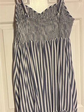 torrid Blue and White Striped Smocked Midi Dress
